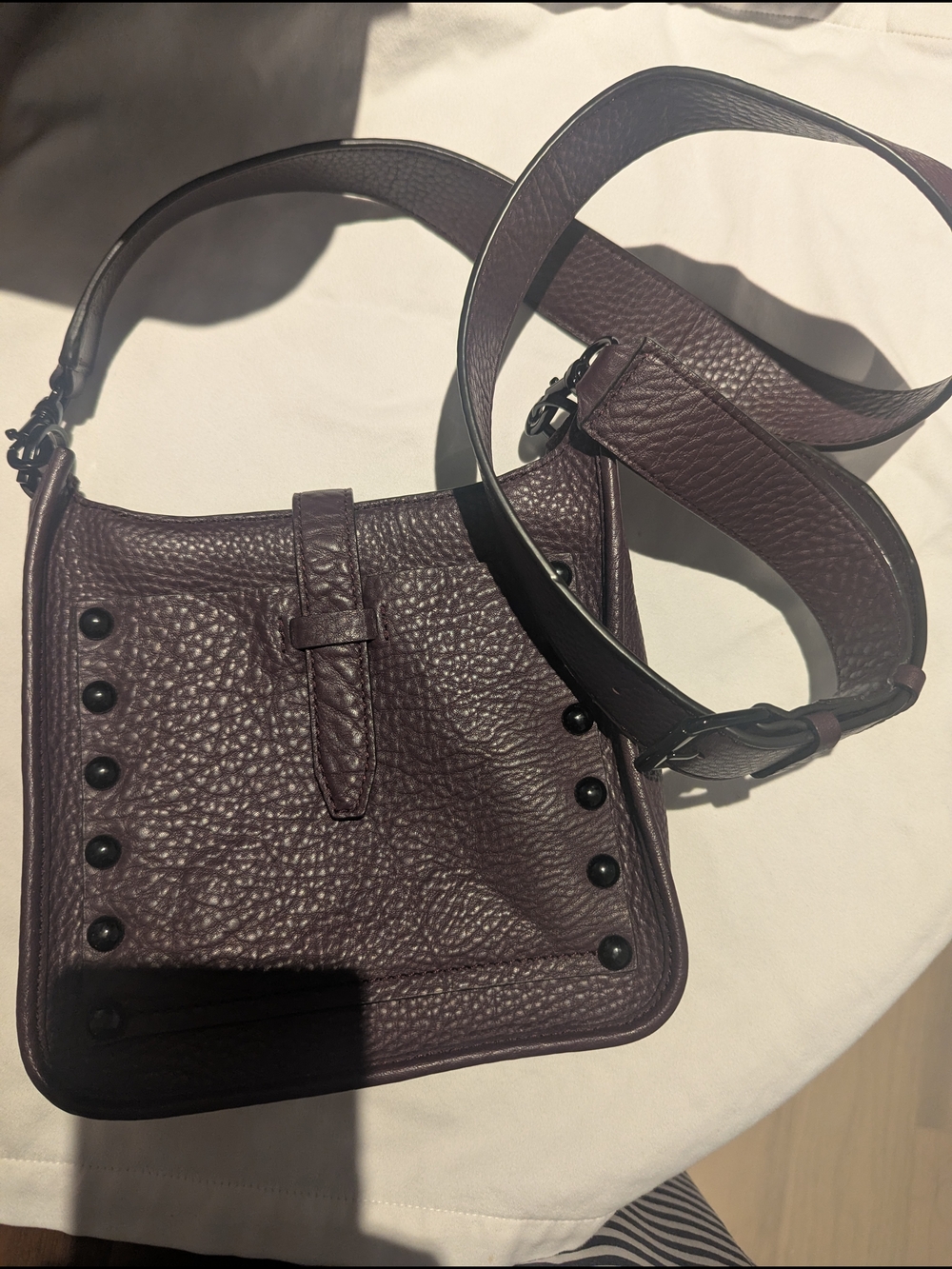 Rebecca Minkoff Metallic Plum Pebbled Leather Shoulder Bag